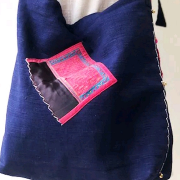 Hand Crafted Hmong Tribal Thai Vintage Ethnic Textile Slouchy Tote Handbag - Picture 11 of 11